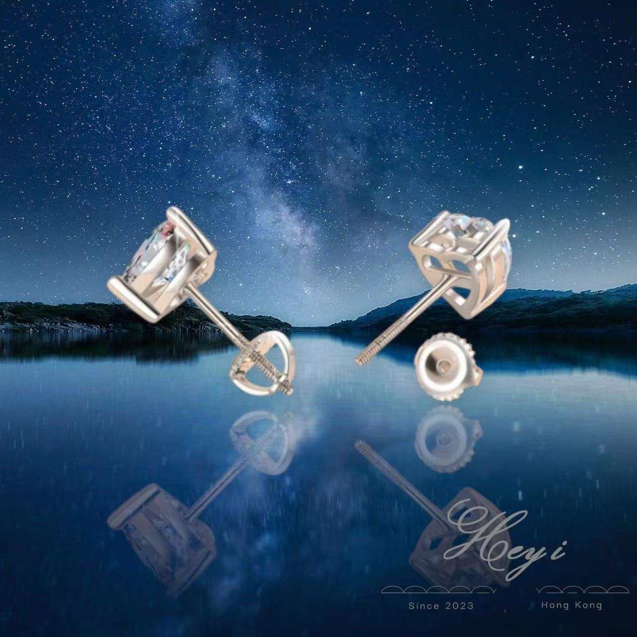 Moissanite Earrings- 1 Carat (HartHK#52)