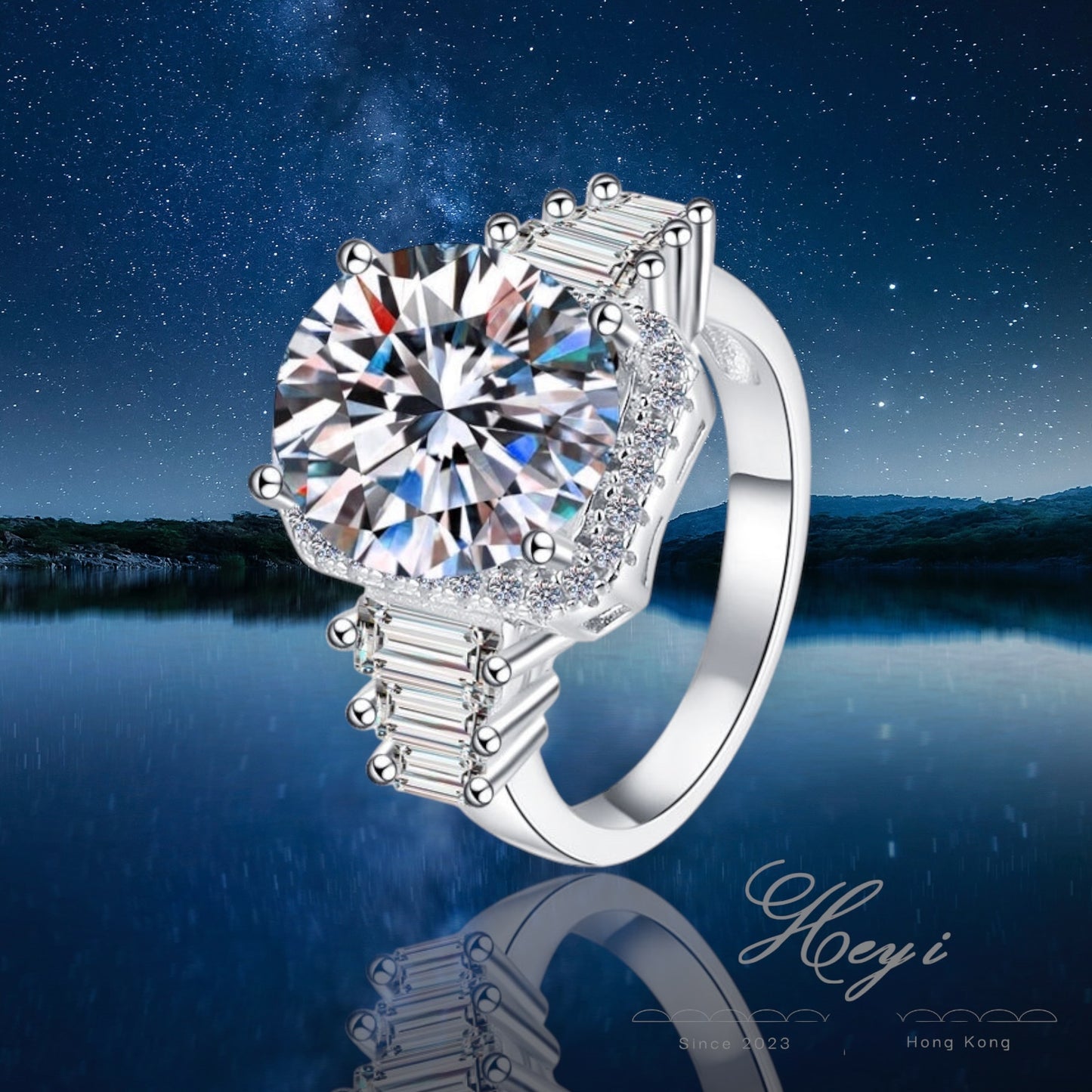 Moissanite Ring 5 Carat