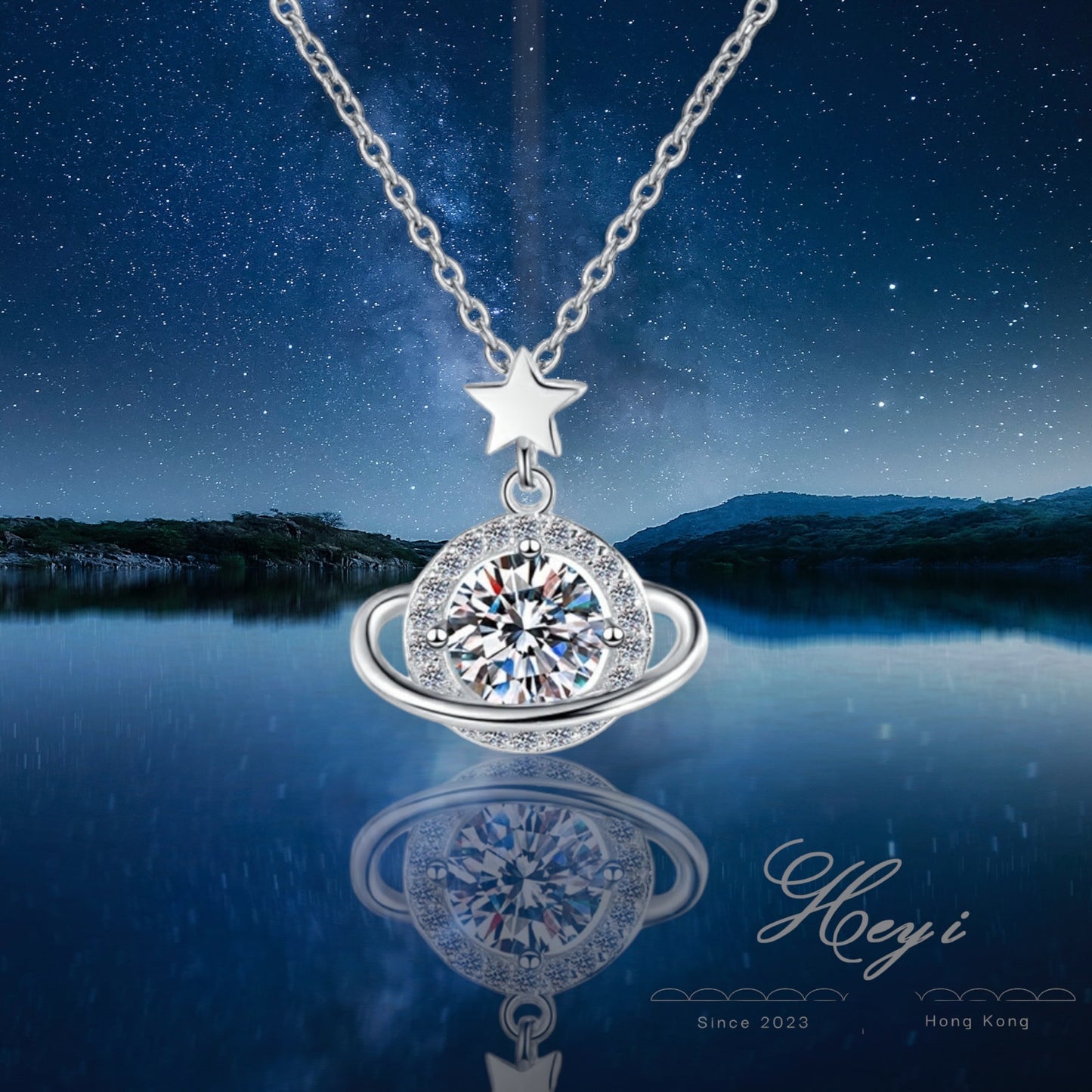 Moissanite Necklace - 1 Carat (Saturn#77)