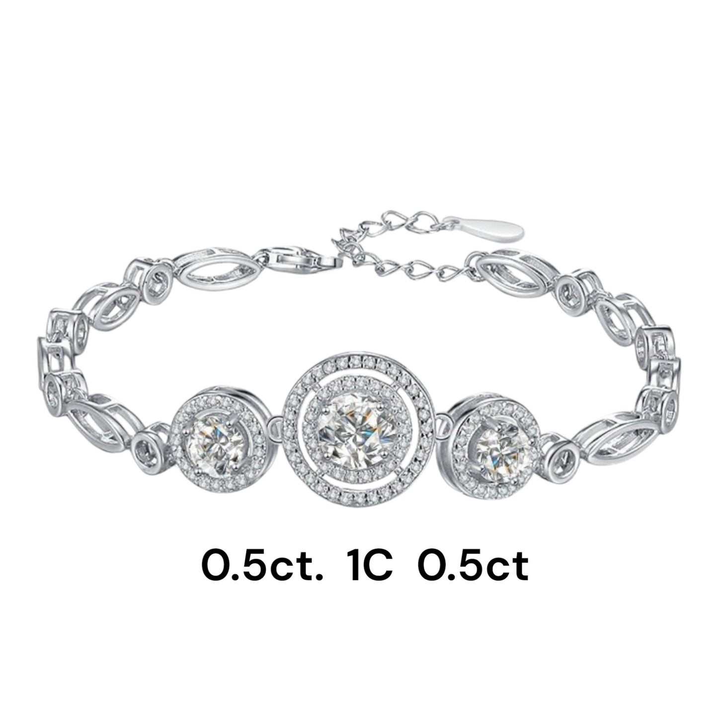 Moissanite Bracelet (0.5+1+0.5) Carat (FaithHK#15)
